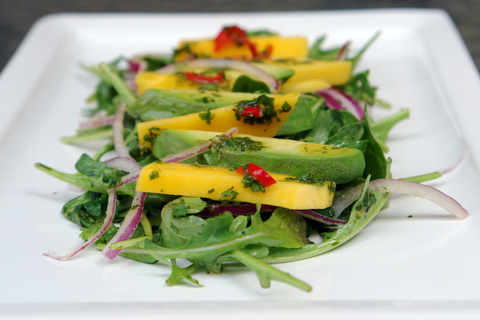 Mango, avocado and arugula salad