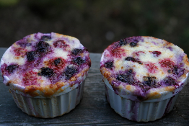 Mixed berries broiled with cream
