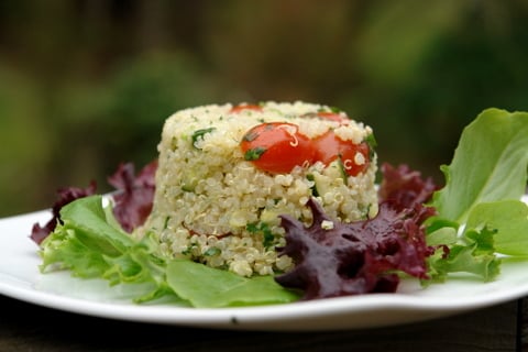 A quinoa and vegetable salad works great as a light meal or also as side 