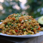 Chaulafan de pollo or Ecuadorian chicken fried rice Chaulafan de pollo or Ecuadorian chicken fried rice