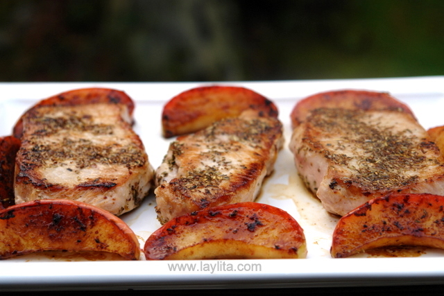 Seared pork chops