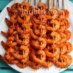 Grilled passion fruit shrimp skewers