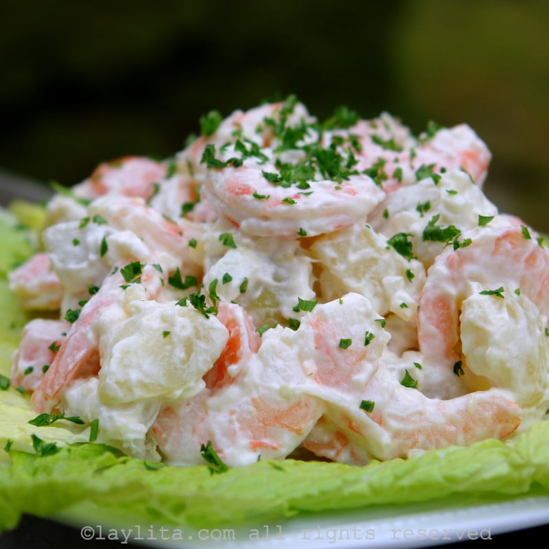Salada de batata com camarão