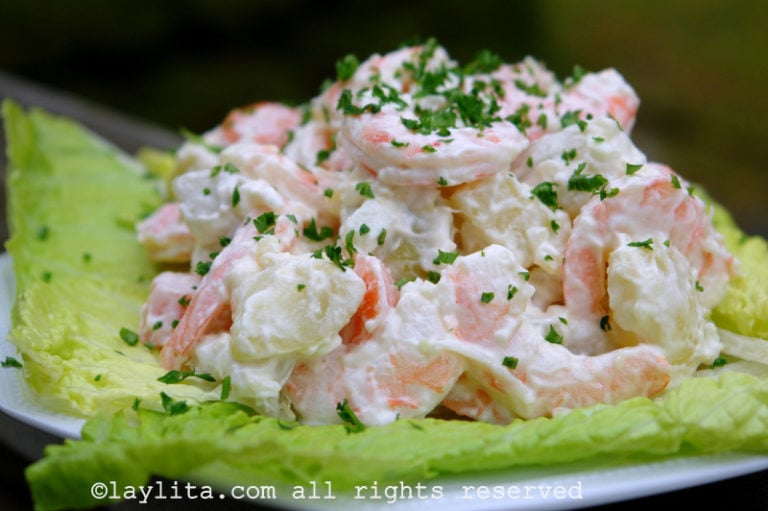 Salada de batata com camarão