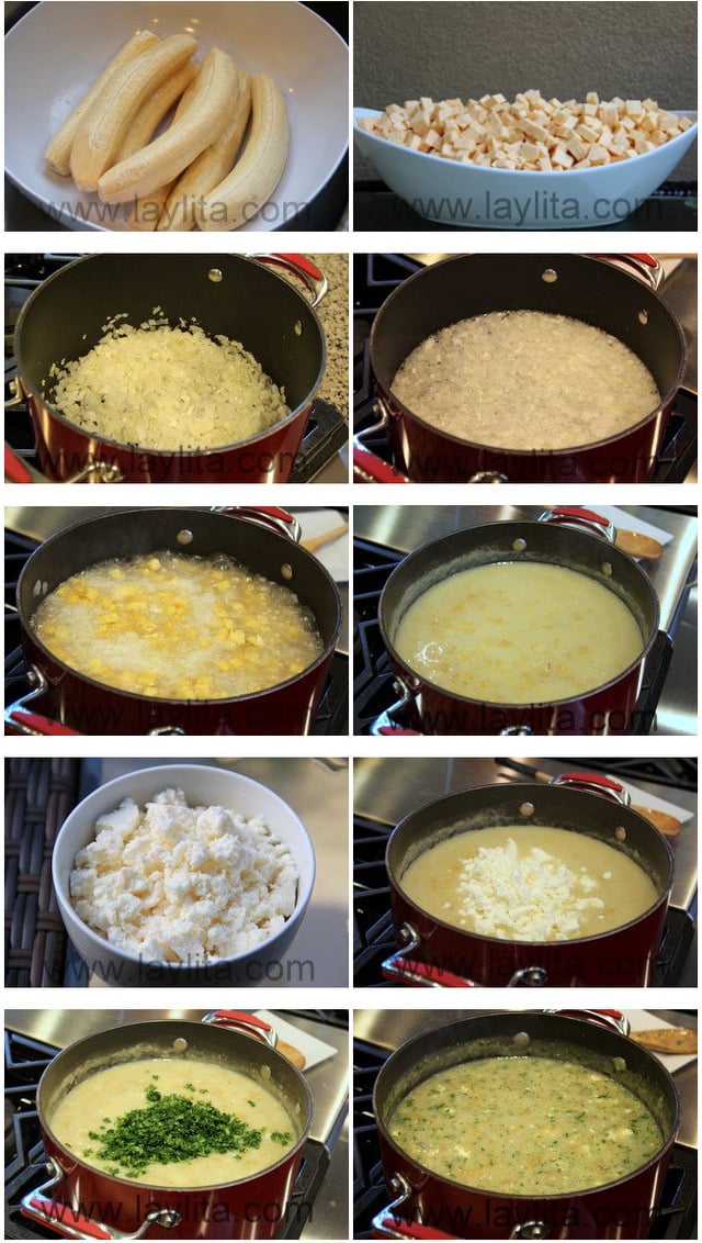 Preparação de Sopa de Bananas Verdes