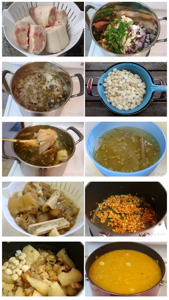 Preparação de sopa de mocotó