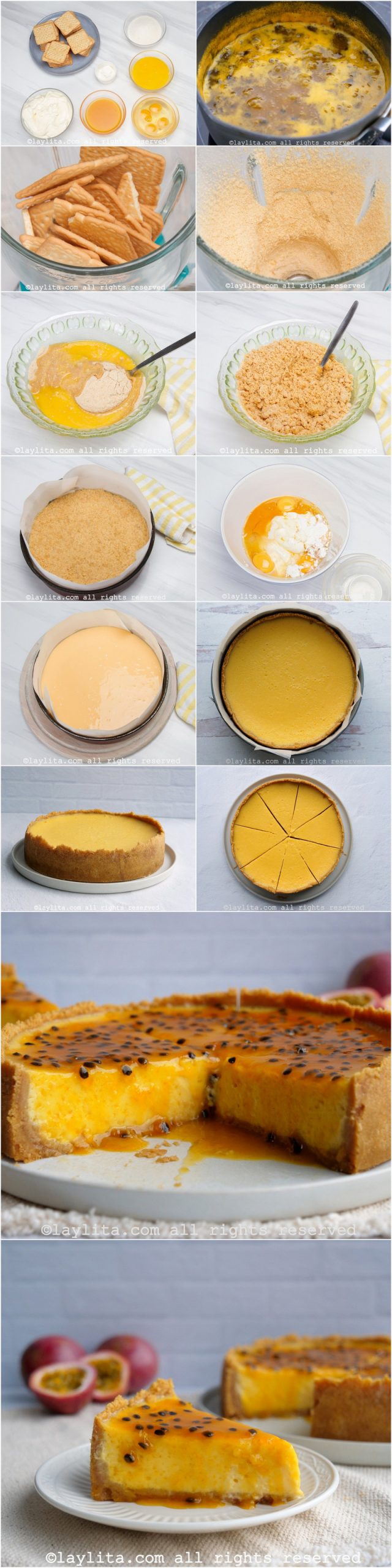 Fotos do passo a passo do preparo da cheesecake de maracujá