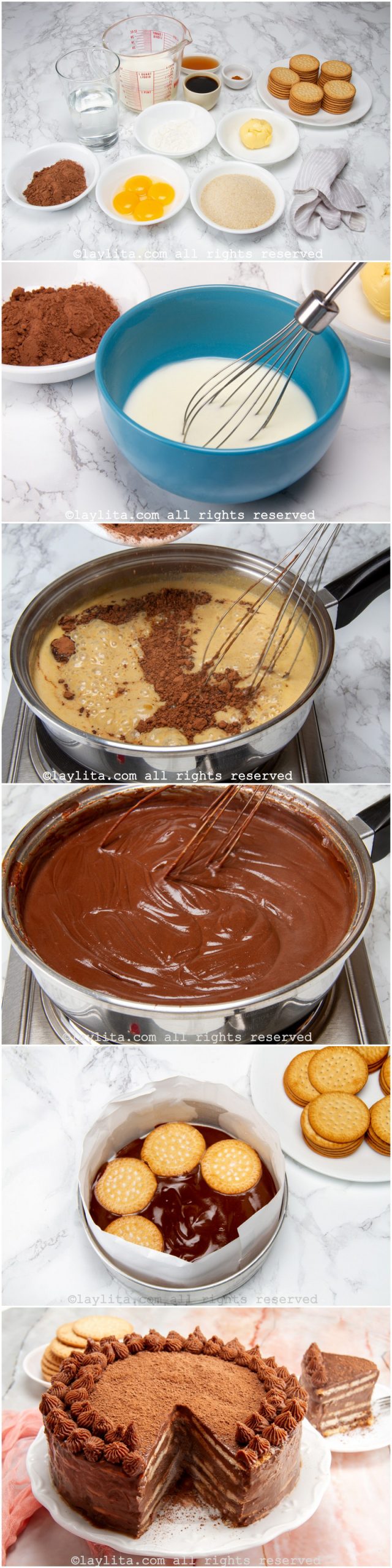 Fotos do passo a passo para preparar a marquesa de chocolate