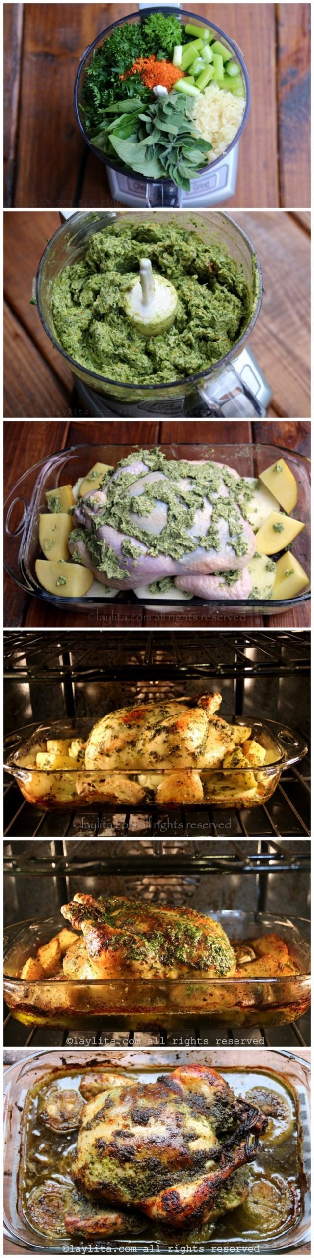 Fotos do passo a passo para preparar o frango assado com manteiga de chimichurri