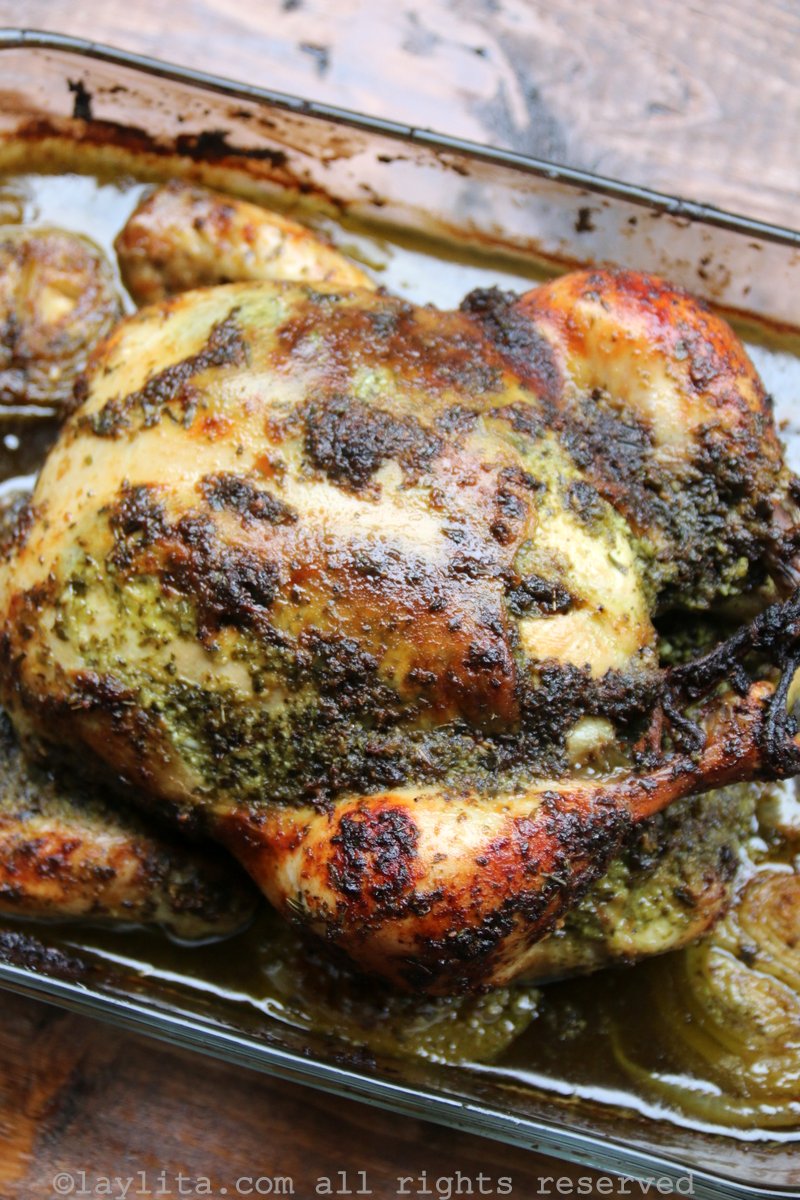 Frango assado com chimichurri