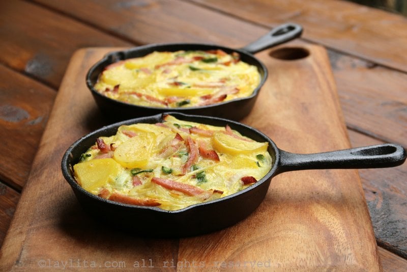 Tortilla española de papas y jamón al horno Recetas de Laylita