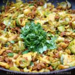 Coles de Bruselas con chorizo