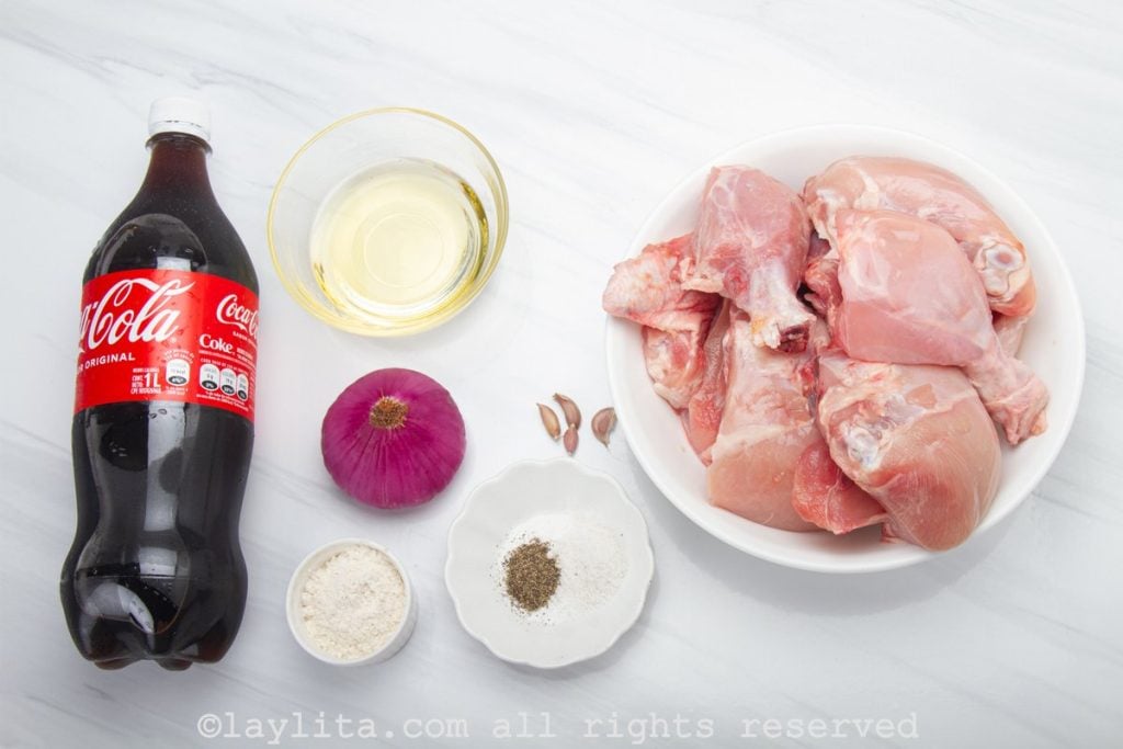 Ingredientes para preparar pollo a l a coca cola