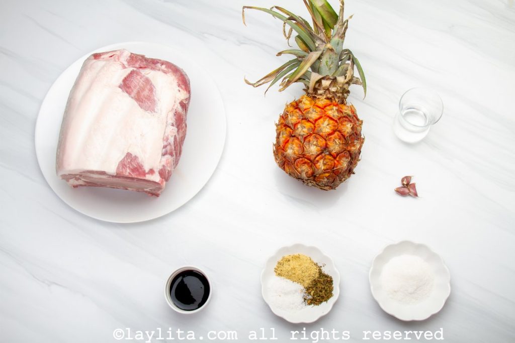 Ingredientes del lomo de cerdo en salsa de piña
