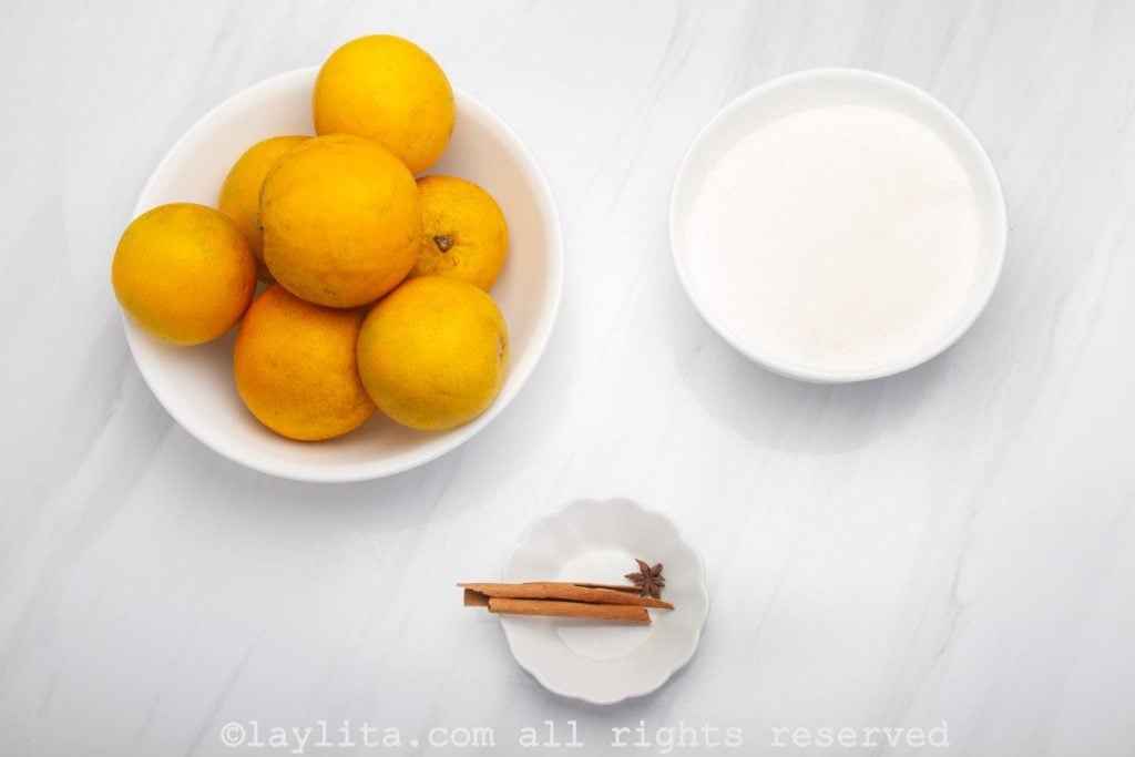 Ingredientes de la mermelada de naranja