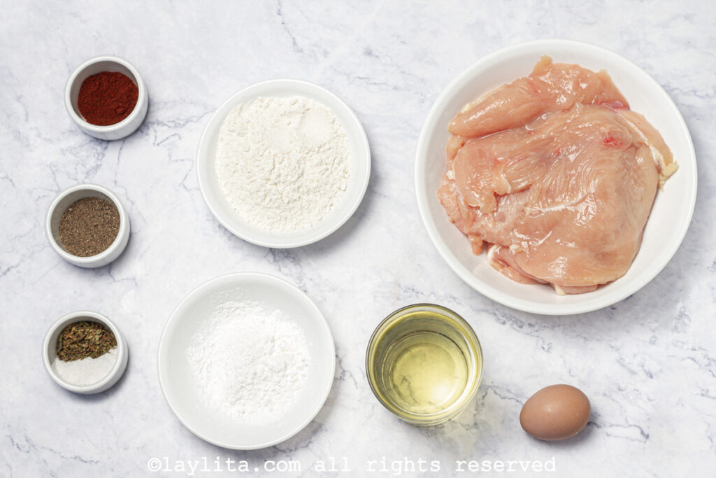 Ingredientes de los chicharrones de pollo