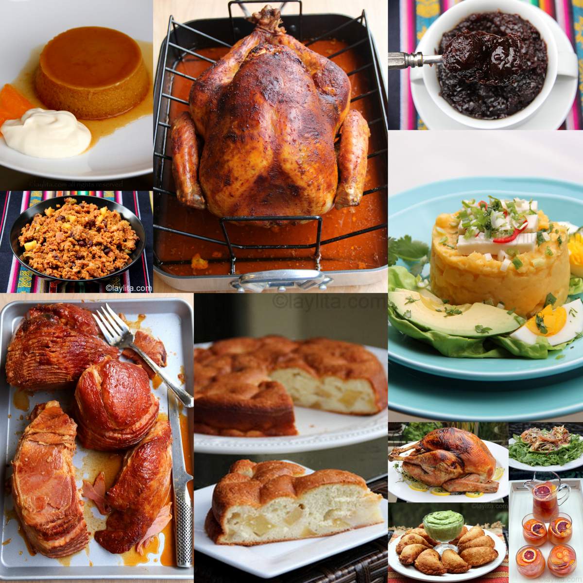 Recetas para el Día de Acción de Gracias o Thanksgiving Collage de fotos de recetas para el menú del Día de acción de gracias o Thanksgiving