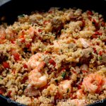 Arroz con chorizo y camarones