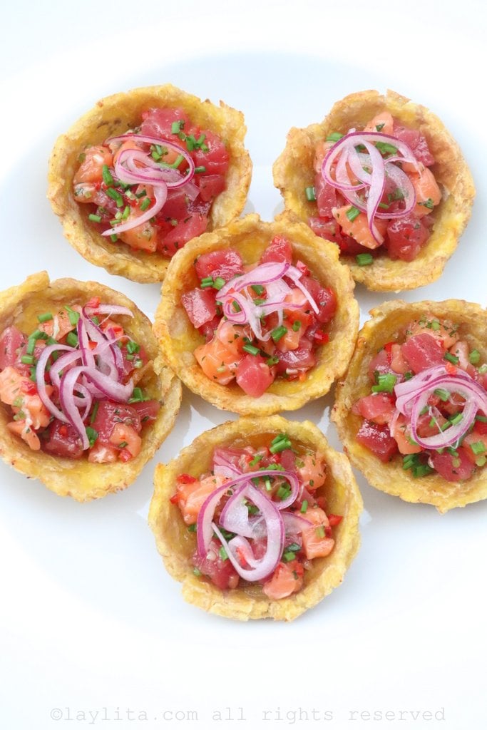 Ceviche de salmón y atún estilo poke