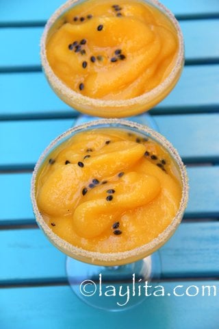 Receta para preparar margaritas de mango y maracuya