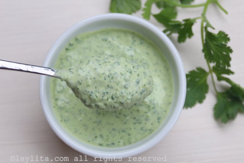 Salsa de yogur con cilantro