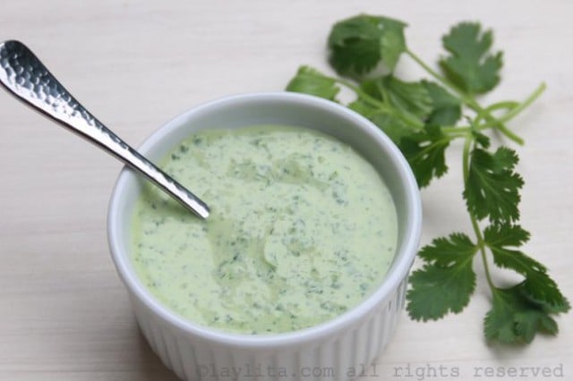 Salsa picante de yogur y cilantro
