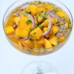 Verre de ceviche de mangues en sauce habanero