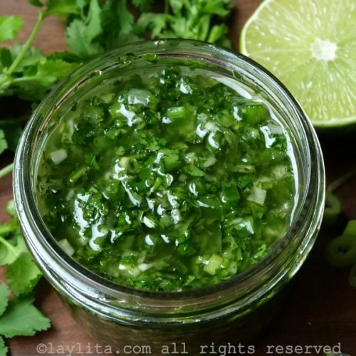 Sauce chimichurri à la coriandre fraîche d'inspiration équatorienne