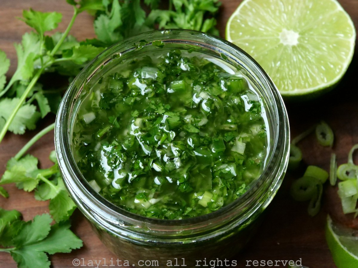 Sauce chimichurri à la coriandre fraîche d'inspiration équatorienne