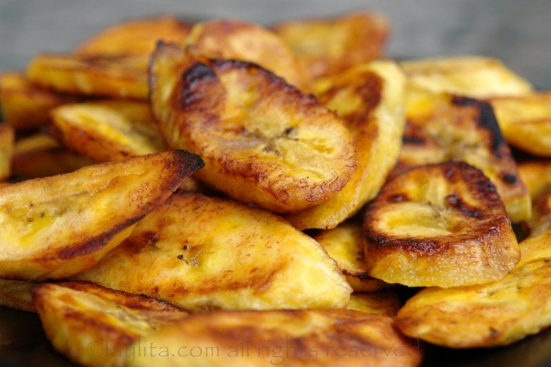 Fried ripe plantains or platanos maduros fritos