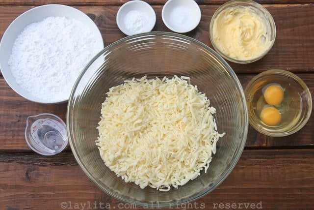 Ingredients for yuca cheese breads