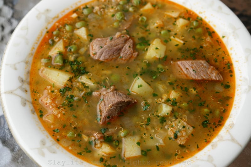 Quinoa soup with beef