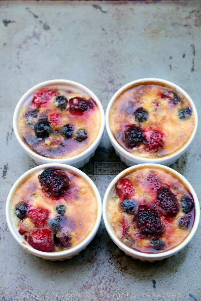 Cheater berry creme brulees