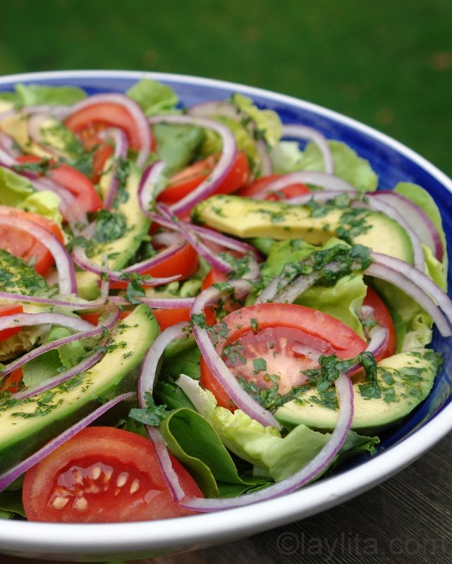 Garden salad with cilantro lime dressing 