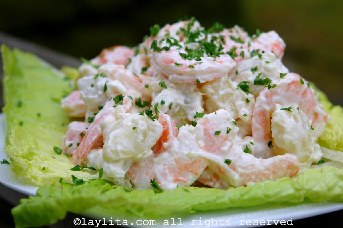 Shrimp potato salad {Ensalada de papas con camarones}