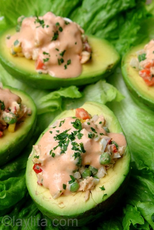 Avocado filled with tuna salad