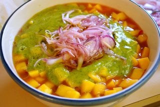 Mango ceviche preparation