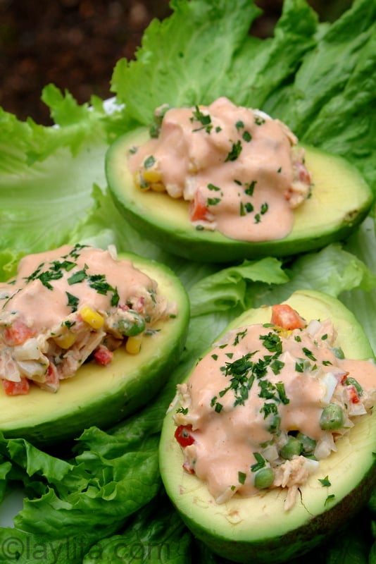 Tuna salad stuffed avocado