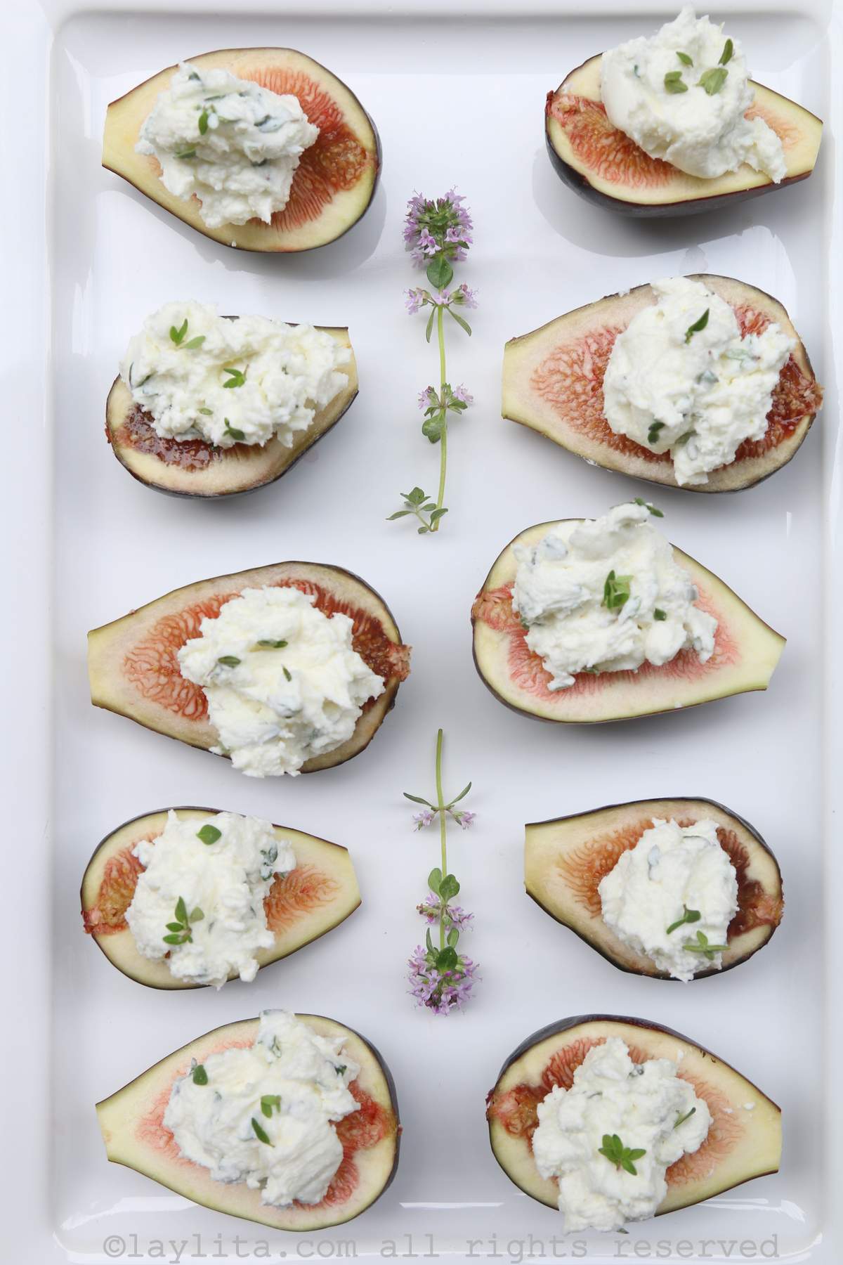 Figs with herbed garlic goat cheese