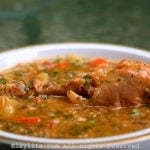 Ecuadorian aguado de gallina or chicken rice soup
