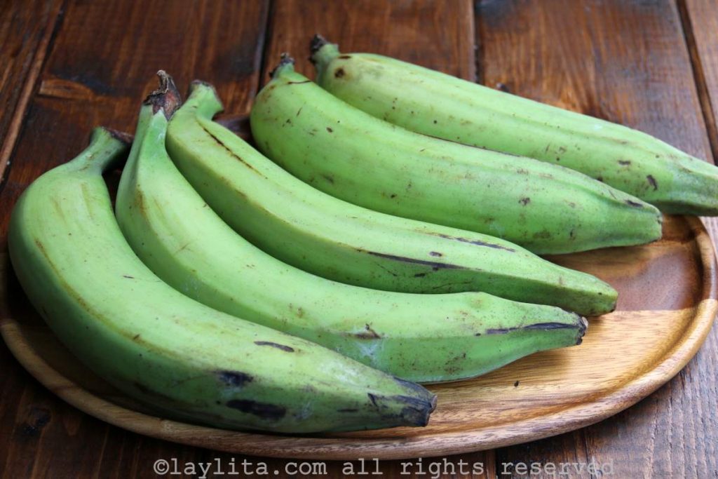 Green plantains for chifles o thin fried chips