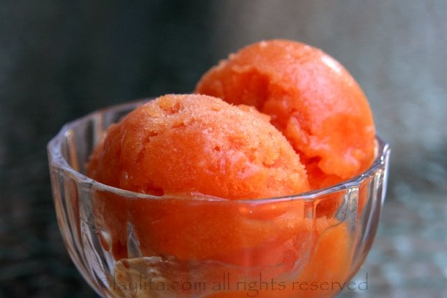 Mango and blood orange sorbet