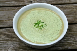 Leek potato soup with mint cream