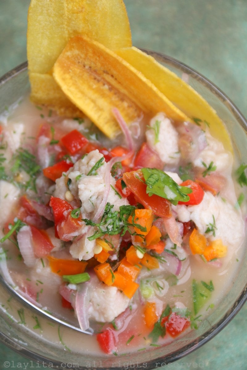 Fish ceviche with chifles