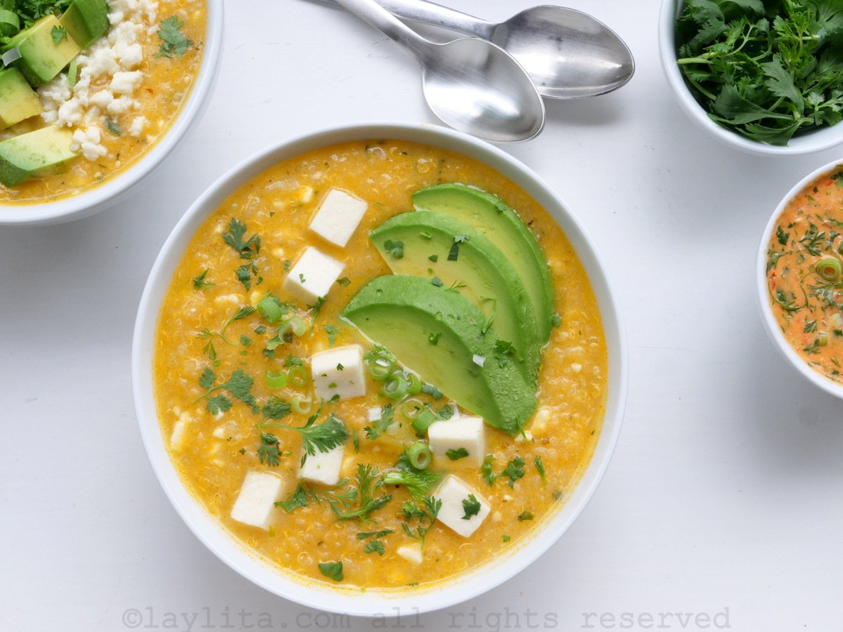 Quinoa and cheese soup {Locro o sopa de quinua con queso}