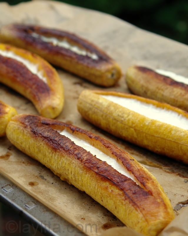 Ripe plantains stuffed with cheese