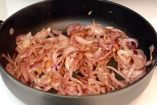 Brown the onions for the beef stew