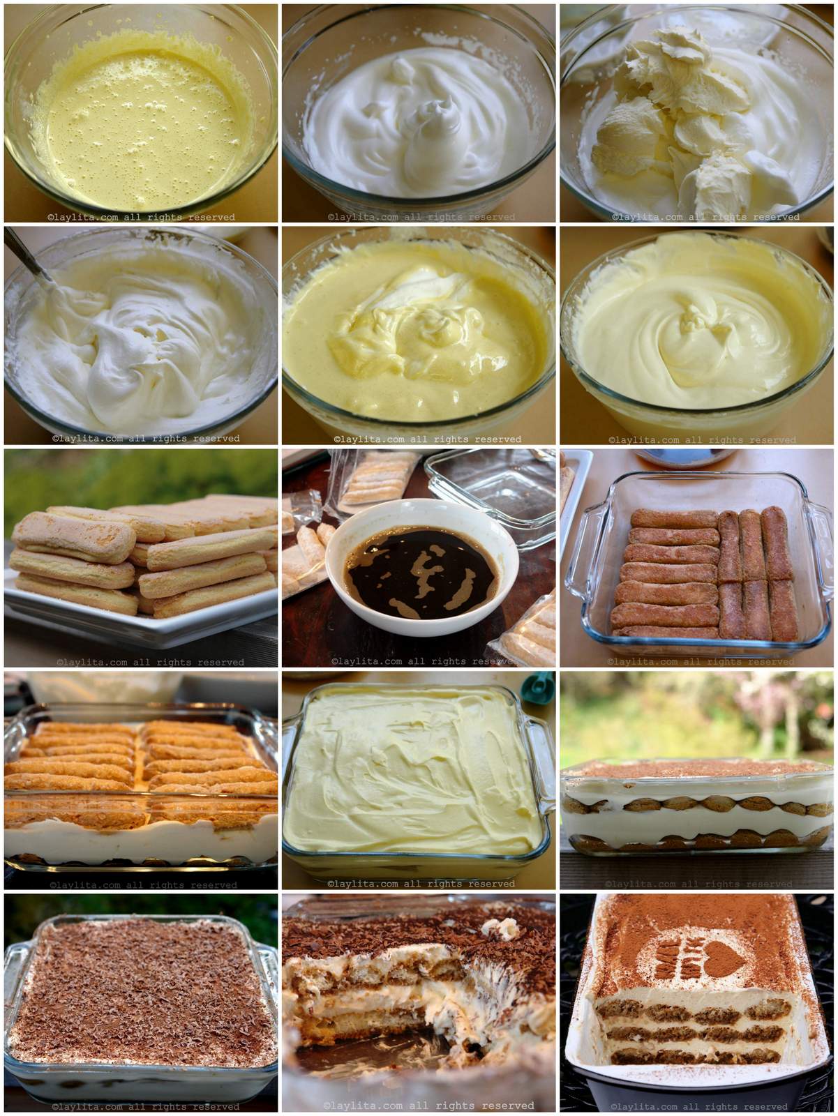 Collage of the step by step preparation process photos for Italian Tiramisu