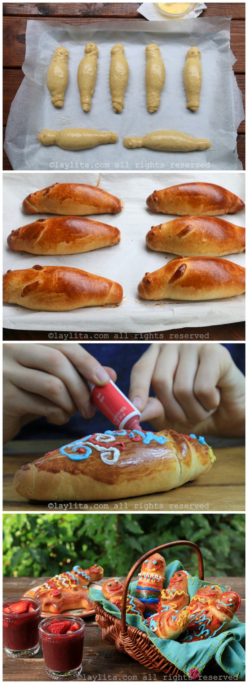 Baking and decorating Ecuadorian guaguas de pan or bread babies