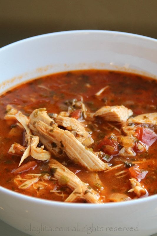 Spicy turkey or chicken tortilla soup